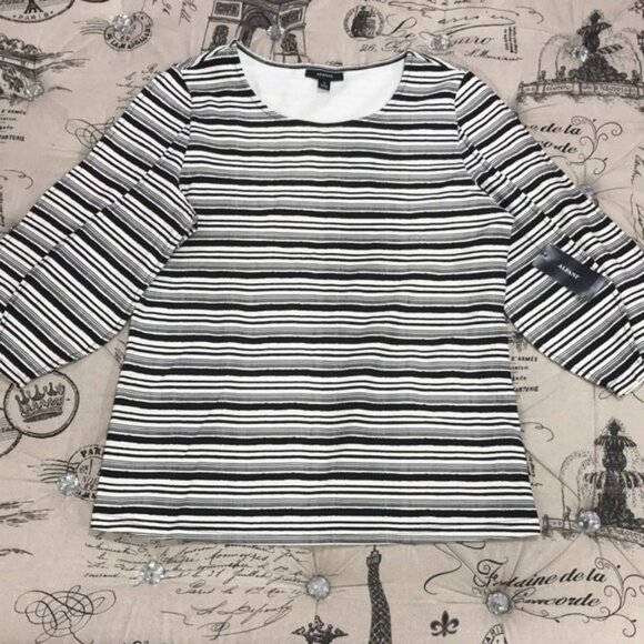 Alfani Striped Balloon-Sleeve Top - Picture 3 of 7